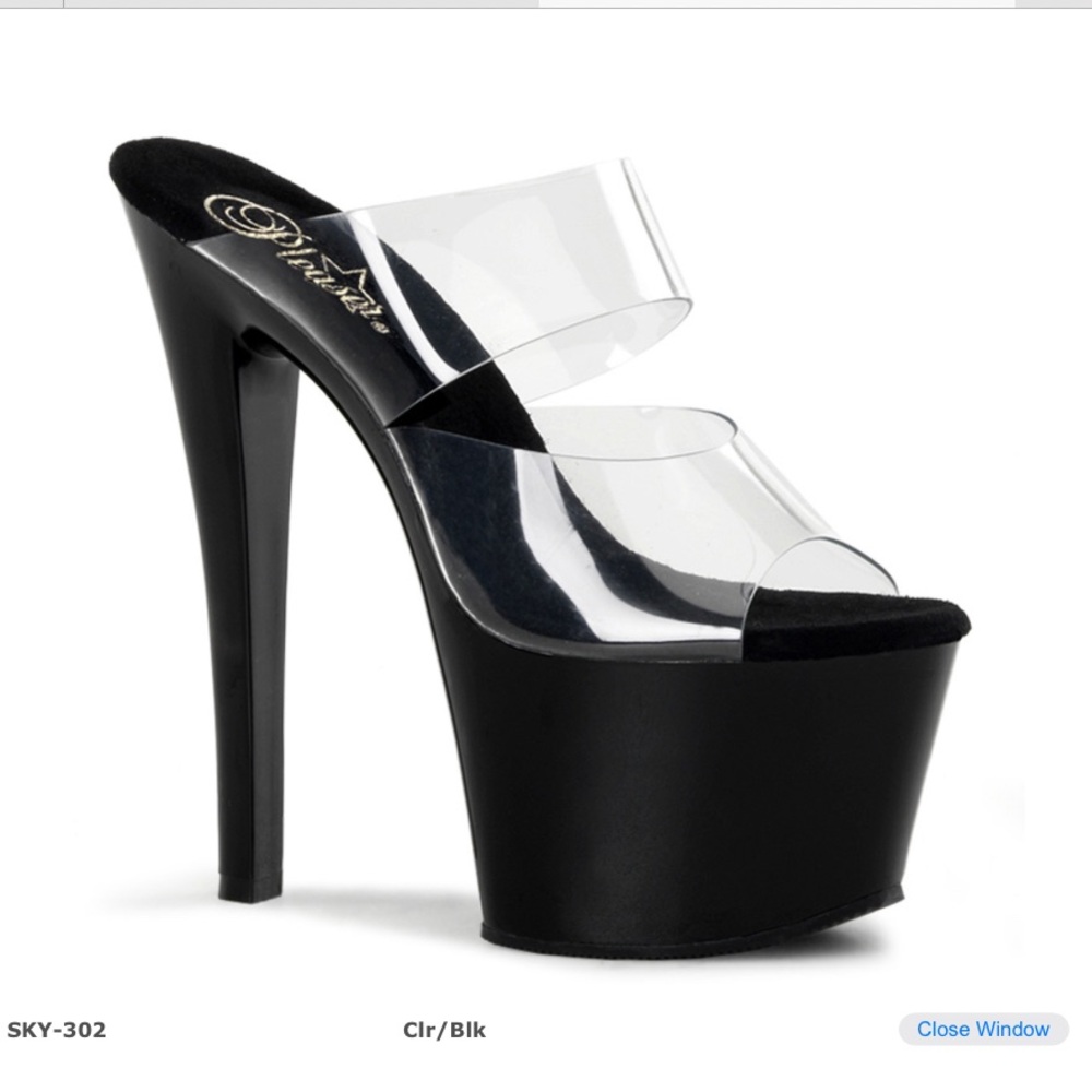 Pleaser Sky-302 Clear/Black Size 7 New in Box